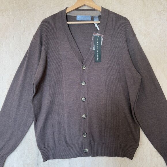 NWT Oscar De La Renta‎ 2012 Button Up Cardigan Sweater Brown Sz L - Picture 10 of 16
